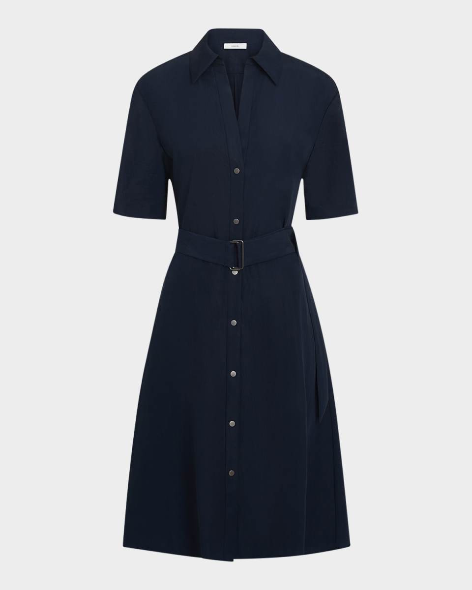 Short-Sleeve Belted Shirtdress